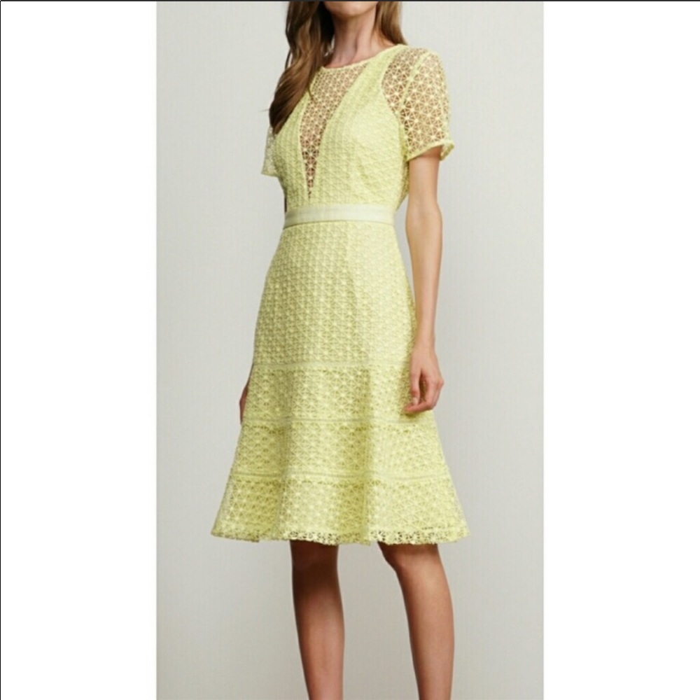 Adelyn Rae lace trumpet yellow dress M
